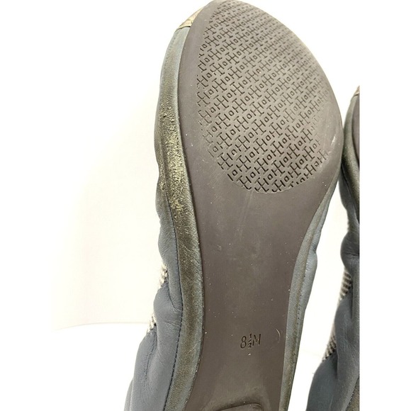 Tory Burch Gabby Cap Toe Scrunch Flat Gunmetal / Silver Ballet Flat Size 8.5 - Picture 8 of 11